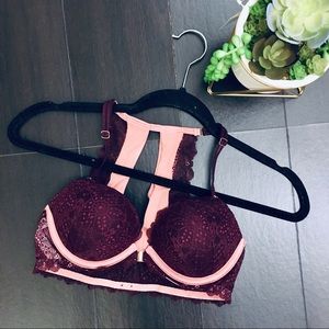 PINK VS Burgundy Laced Bra